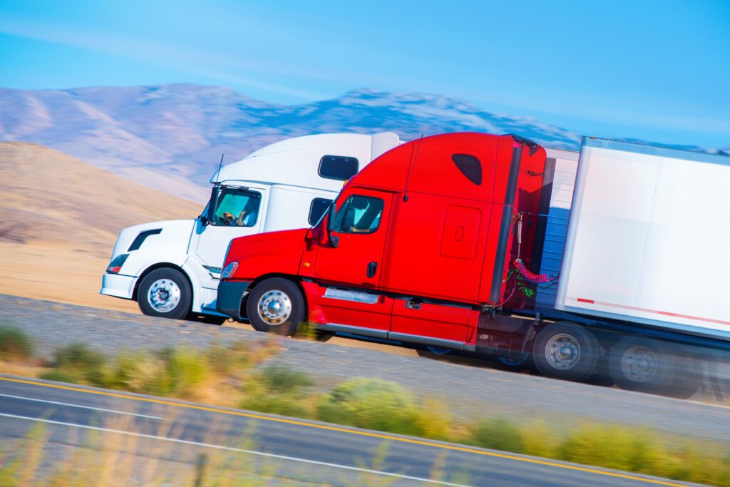 Two Speeding Semi Trucks